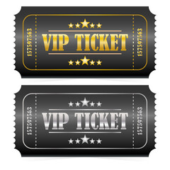 Golden and Silver VIP tickets. Vector illustration.