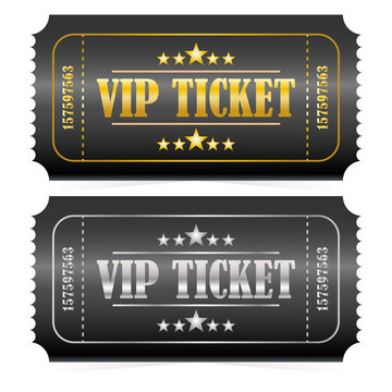 Golden and Silver VIP tickets. Vector illustration.