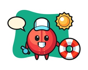 Cricket ball cartoon as a beach guard