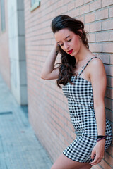 young brunette model looking at camera