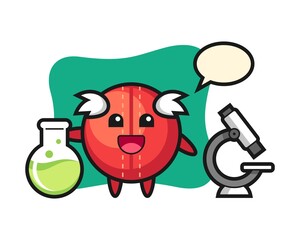 Cricket ball cartoon as a scientist