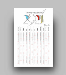 Happy new year 2021 Calendar - New Year Holiday design elements for holiday cards, calendar banner poster for decorations, Vector Illustration Background.