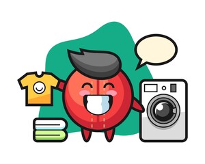 Cricket ball cartoon with washing machine