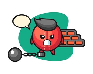 Cricket ball cartoon as a prisoner