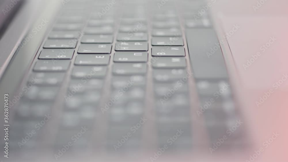Poster close up of computer black keyboard. action. technological background with the new modern flat keypa
