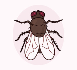 여름 해충 집파리. 손으로 그린 스타일 벡터 일러스트.