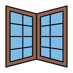 Modern Wooden Glass Semi Open Lounge Hall Door Entrance Vector Icon Design Concept