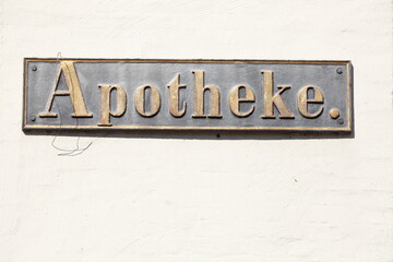 Schriftzug Apotheke,  Apothekenschild, Deutschland, Europa