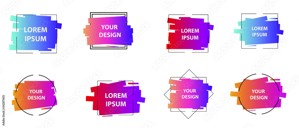 Poster set of modern abstract graphic elements. gradient abstract banners with different shapes. template f