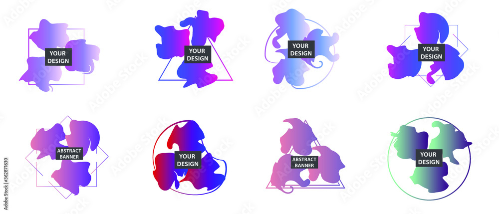 Poster set of modern abstract graphic elements. gradient abstract banners with different shapes. template f