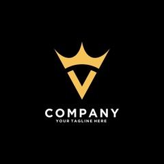  Letter V Crown Logo Template Stock Vector 