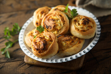 Homemade cheese buns with herbs