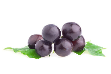 Seedless black grape isolated on white background