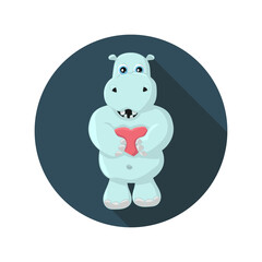 Funny cartoon baby hippopotamus,  Can be used for t-shirt print, kids wear fashion design, baby shower invitation card. - Vector