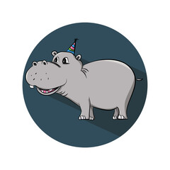 Funny cartoon baby hippopotamus,  Can be used for t-shirt print, kids wear fashion design, baby shower invitation card. - Vector