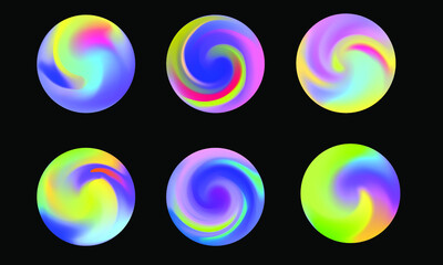 Fototapeta premium Set of round Vector Gradient. Multicolor Sphere. Modern abstract background texture. Template for design. Isolated objects