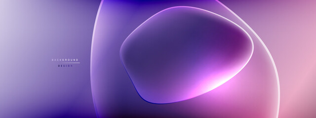 Vector abstract background - liquid bubble shapes on fluid gradient with shadows and light effects. Shiny design template for text