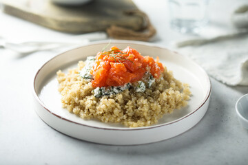 Healthy quinoa with smoked salmon