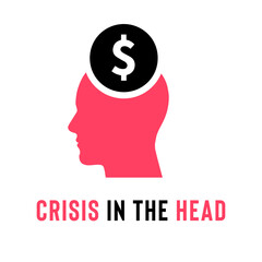 Abstract dollar money in head logo template design head brain. Sign, Symbol, icon, element for business, digital, technology, science, medical, union, innovation, design, company. Vector illustration.