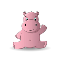 Obraz na płótnie Canvas Funny cartoon baby hippopotamus, Can be used for t-shirt print, kids wear fashion design, baby shower invitation card. - Vector