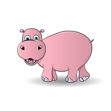 Funny cartoon baby hippopotamus,  Can be used for t-shirt print, kids wear fashion design, baby shower invitation card. - Vector