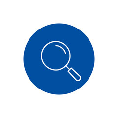 Magnifying Glass Icon on blue circle, Vector magnifier button