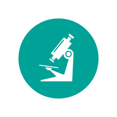 Microscope icon on circle. Vector isolated simple sign in flat design