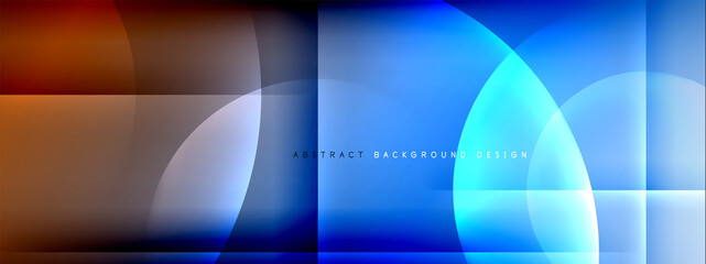 Vector abstract background - circle and cross on fluid gradient with shadows and light effects. Techno or business shiny design templates for text