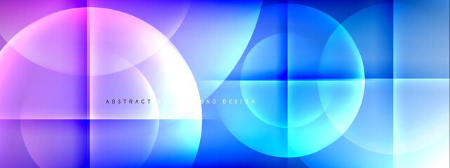 Vector abstract background - circle and cross on fluid gradient with shadows and light effects. Techno or business shiny design templates for text