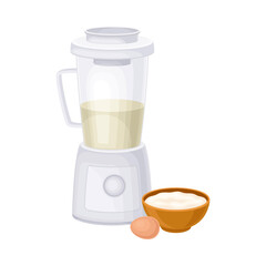 Mixing Ingredients in Blender as Baking Process Vector Illustration