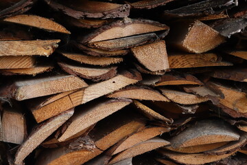 woodpile brown in the village for background