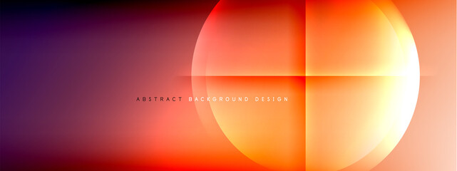 Vector abstract background - circle and cross on fluid gradient with shadows and light effects. Techno or business shiny design templates for text