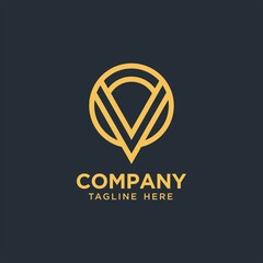 V logo for luxury business logo stock image and vector 