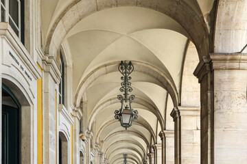 arched vault ceiling with beautiful old lantern on it