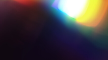 Rainbow Multciolor Optical Flare Abstract Bokeh and Light Leaks Photo Overlays with Camera Lens Film Burn  Defocused Blur Reflection Bright Sunlights. Use in Screen Overlay Mode for Photo Processing.