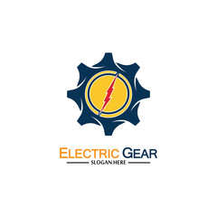 Electric gear vector logo template illustration. Suitable for business, technology and web. also, for energy and thunder symbol