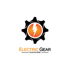 Electric gear vector logo template illustration. Suitable for business, technology and web. also, for energy and thunder symbol