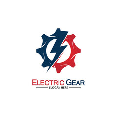 Electric gear vector logo template illustration. Suitable for business, technology and web. also, for energy and thunder symbol