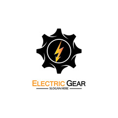 Electric gear vector logo template illustration. Suitable for business, technology and web. also, for energy and thunder symbol
