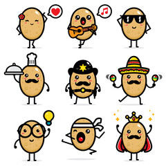 design vector set of cute potatoes