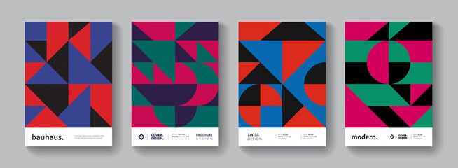 Geometric Retro Pattern Collection. Bauhaus background. Swiss poster set.