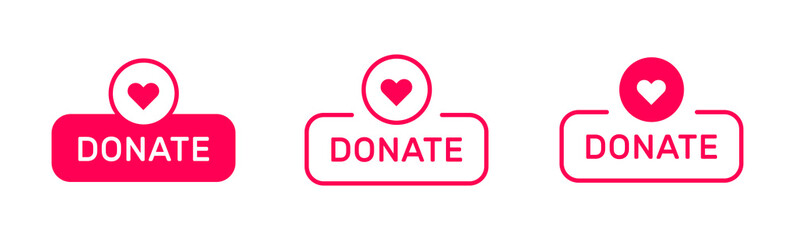 Donate blood banner vector design. Charity sign. Volunteer money donation web button.
