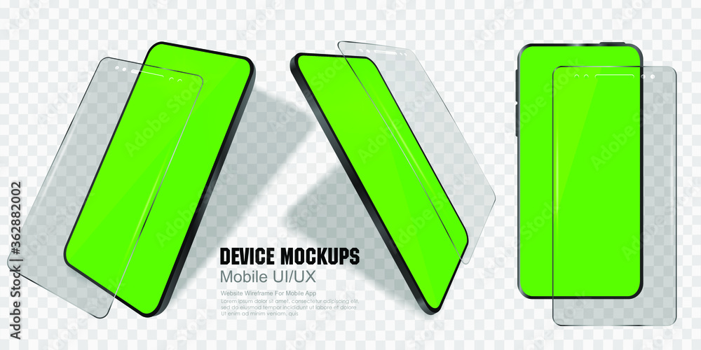 Aufkleber 3d model of a realistic smartphone on a transparent background. phone from different sides with a tr
