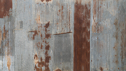 Rusty Corrugated Metal Zinc Wall, retro style decoration.