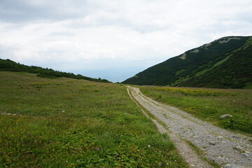Landscape with blue Mala Fatra mountains in Slovakia
