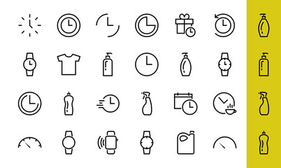 Simple set of time icon color editable template. Contains icons such as time check, speedometer calendar and other vector signs isolated on a white background for graphic and web design. 48x48 pixels