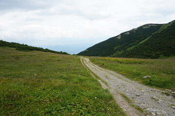 Landscape with blue Mala Fatra mountains in Slovakia
