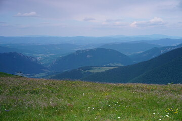 Fototapeta premium Landscape with blue Mala Fatra mountains in Slovakia