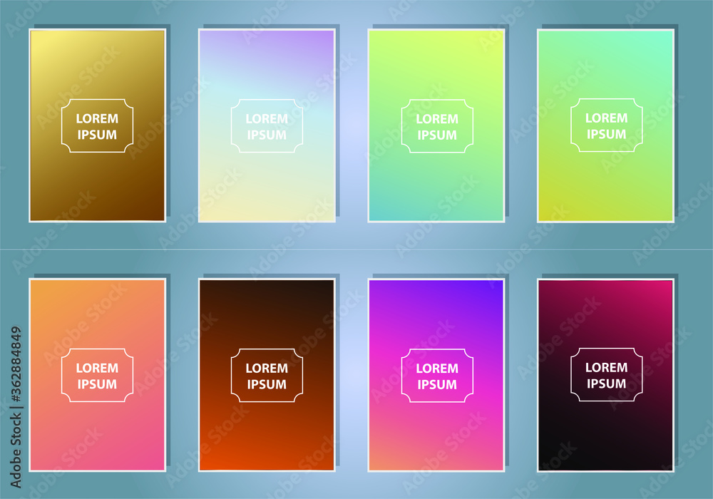 Poster set of abstract gradient banners. minimal style color background. template for wallpaper, mobile app