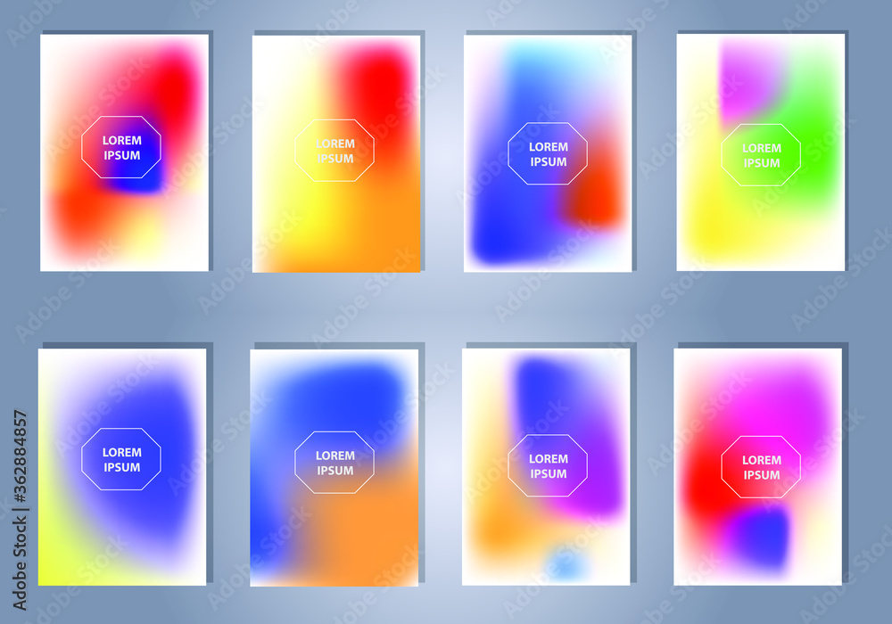 Poster set of abstract gradient banners. minimal style color background. template for wallpaper, mobile app